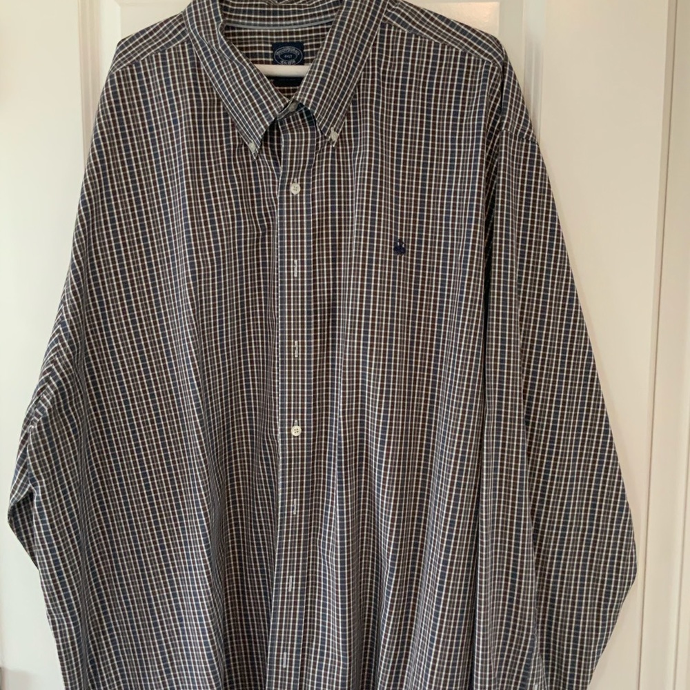 Brown and blue gingham shirt